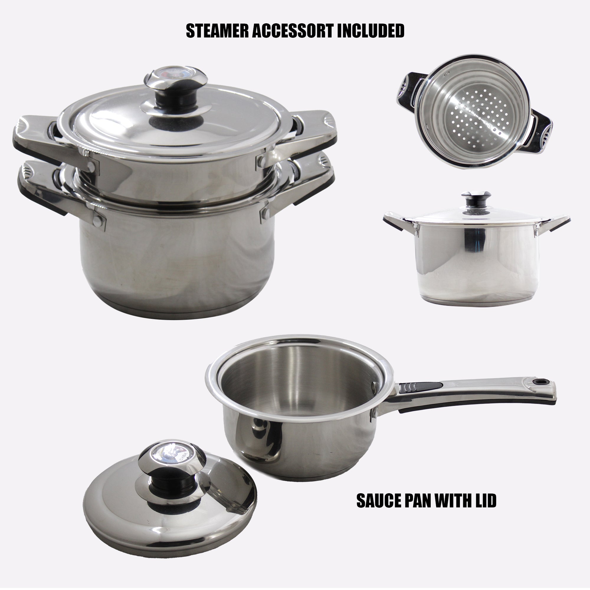 26 Piece Induction-Ready Layered S. Steel Cookware Set & Measuring Spoons