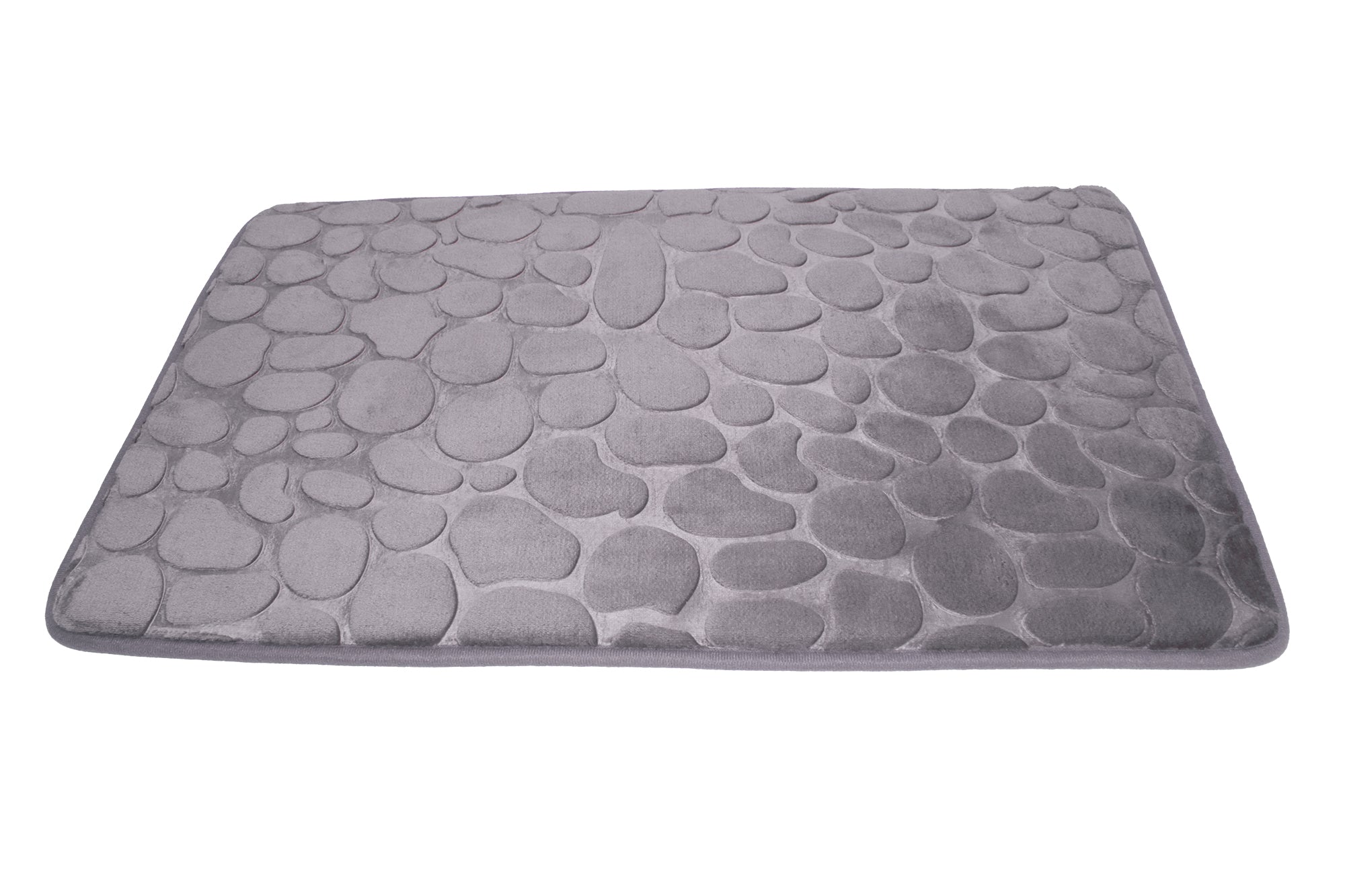 75x45cm Plush Cobblestone Embossed Memory Foam Bathroom Mat