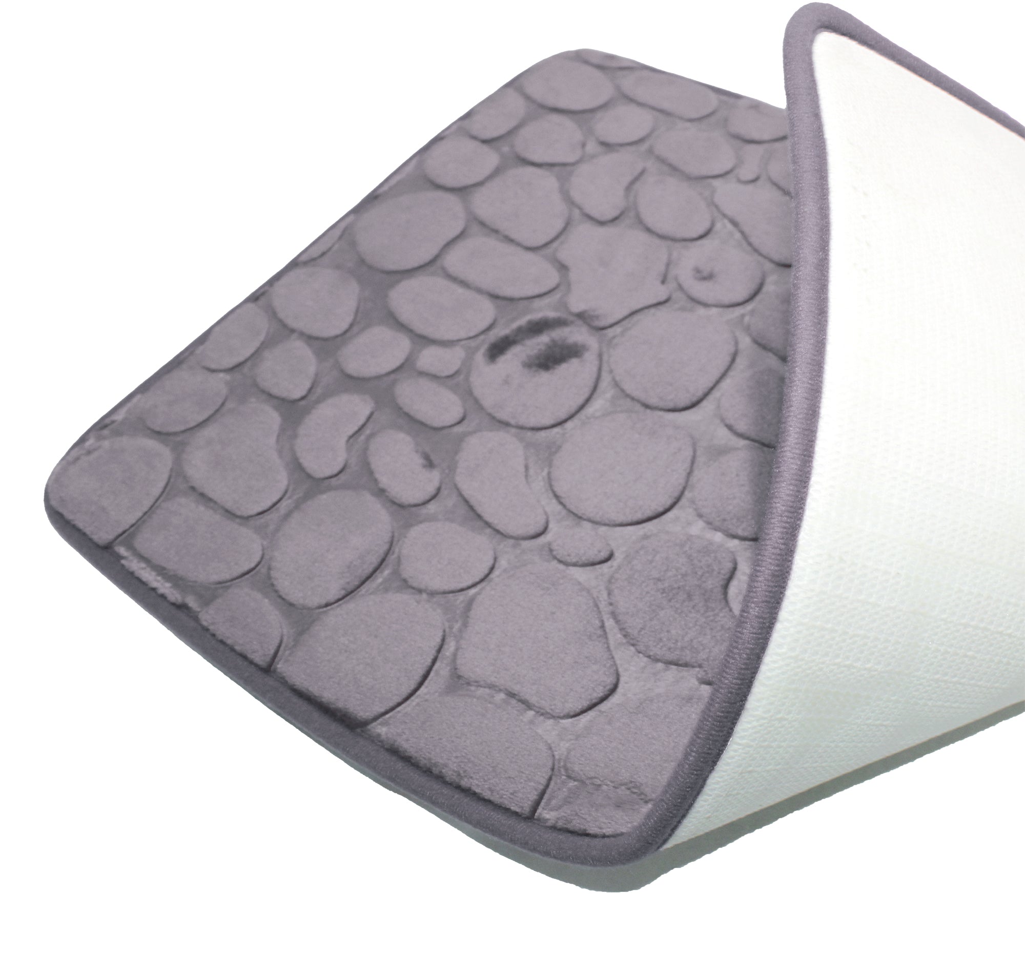 75x45cm Plush Cobblestone Embossed Memory Foam Bathroom Mat