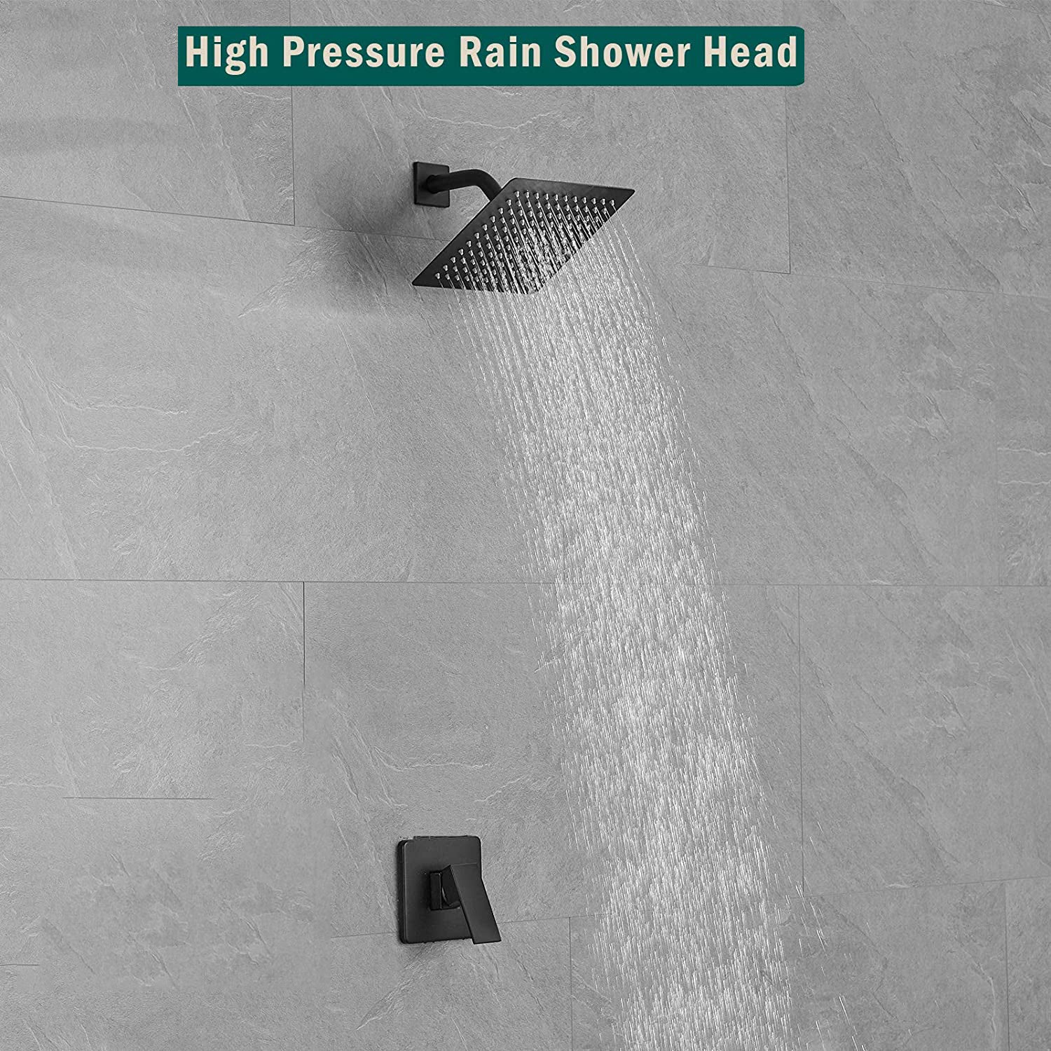 LMA Stainless Steel 15cm Square Shower Head & 45 Bend 16cm Shower Arm Set