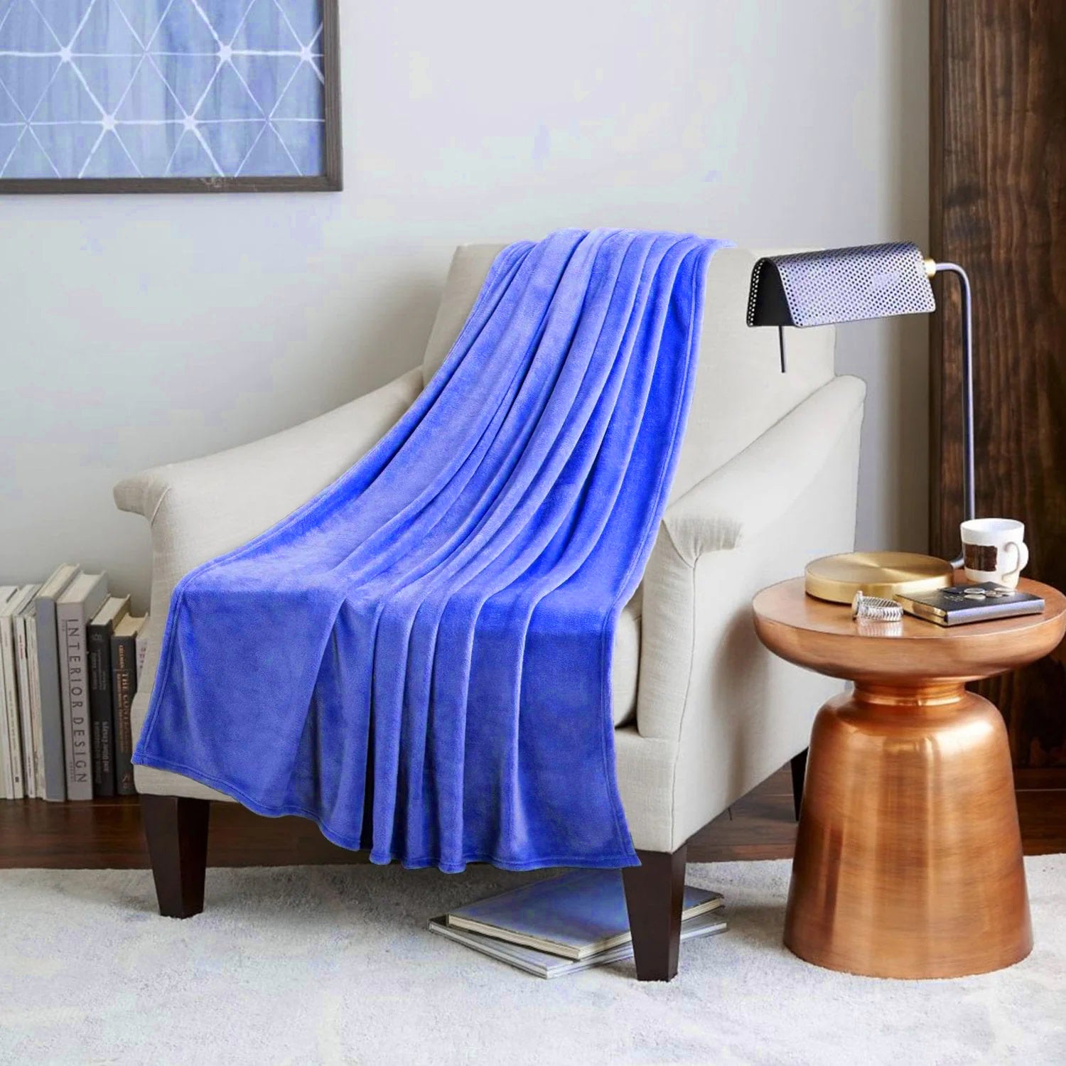 Plain Polyester Fleece Blanket with Suede Texture - 200cm x 140cm