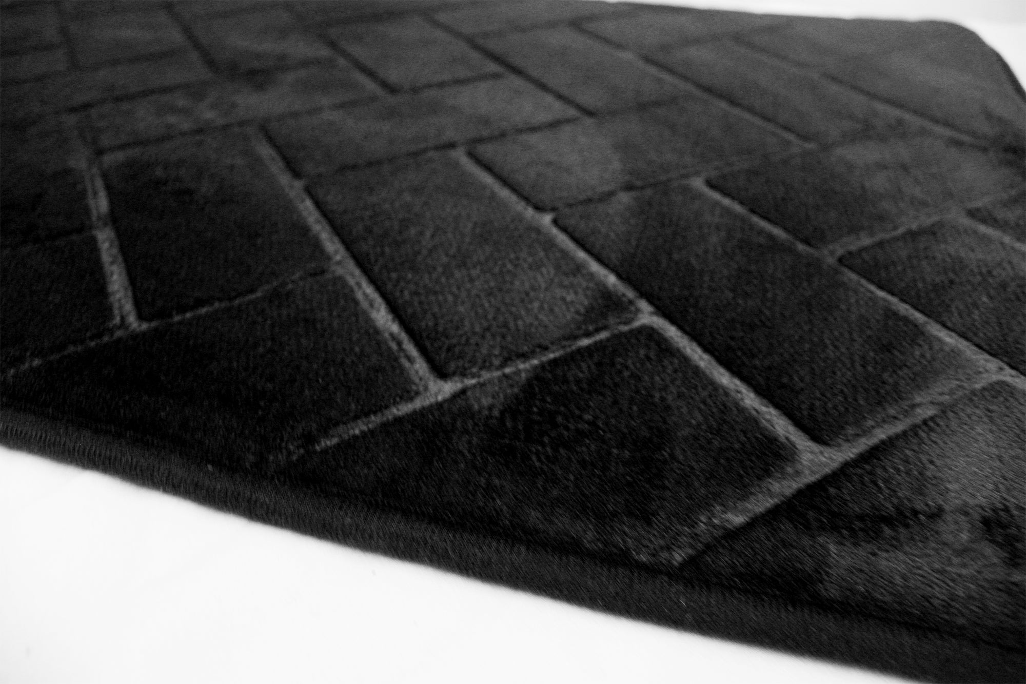 75x45cm Plush Herringbone Embossed Memory Foam Bathroom Mat
