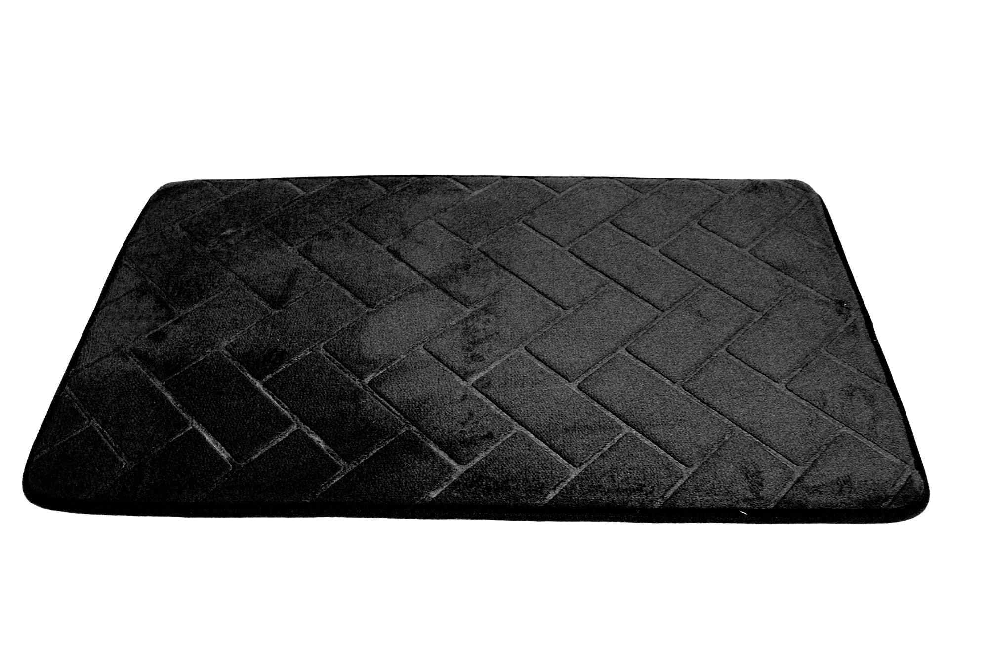 75x45cm Plush Herringbone Embossed Memory Foam Bathroom Mat