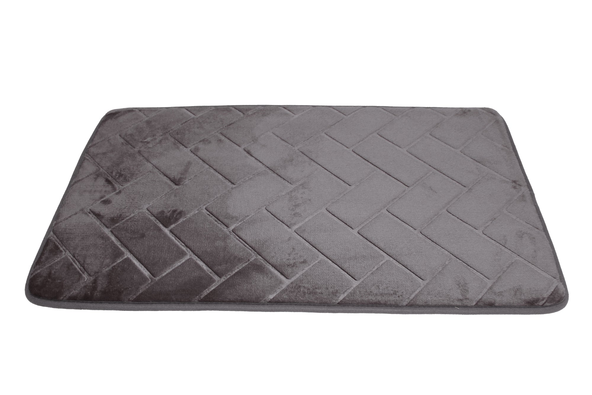 75x45cm Plush Herringbone Embossed Memory Foam Bathroom Mat