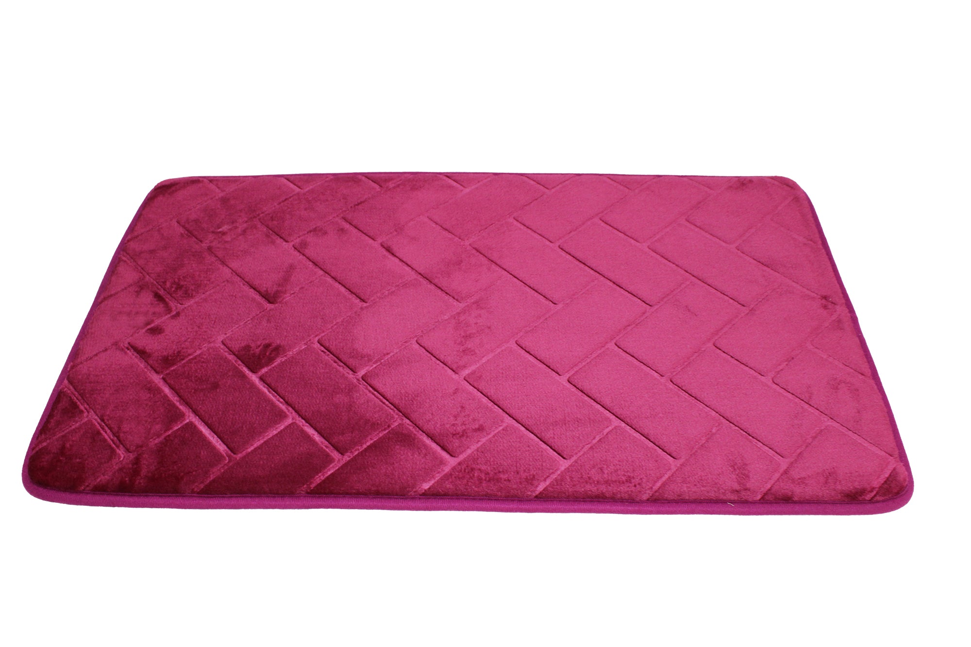 75x45cm Plush Herringbone Embossed Memory Foam Bathroom Mat