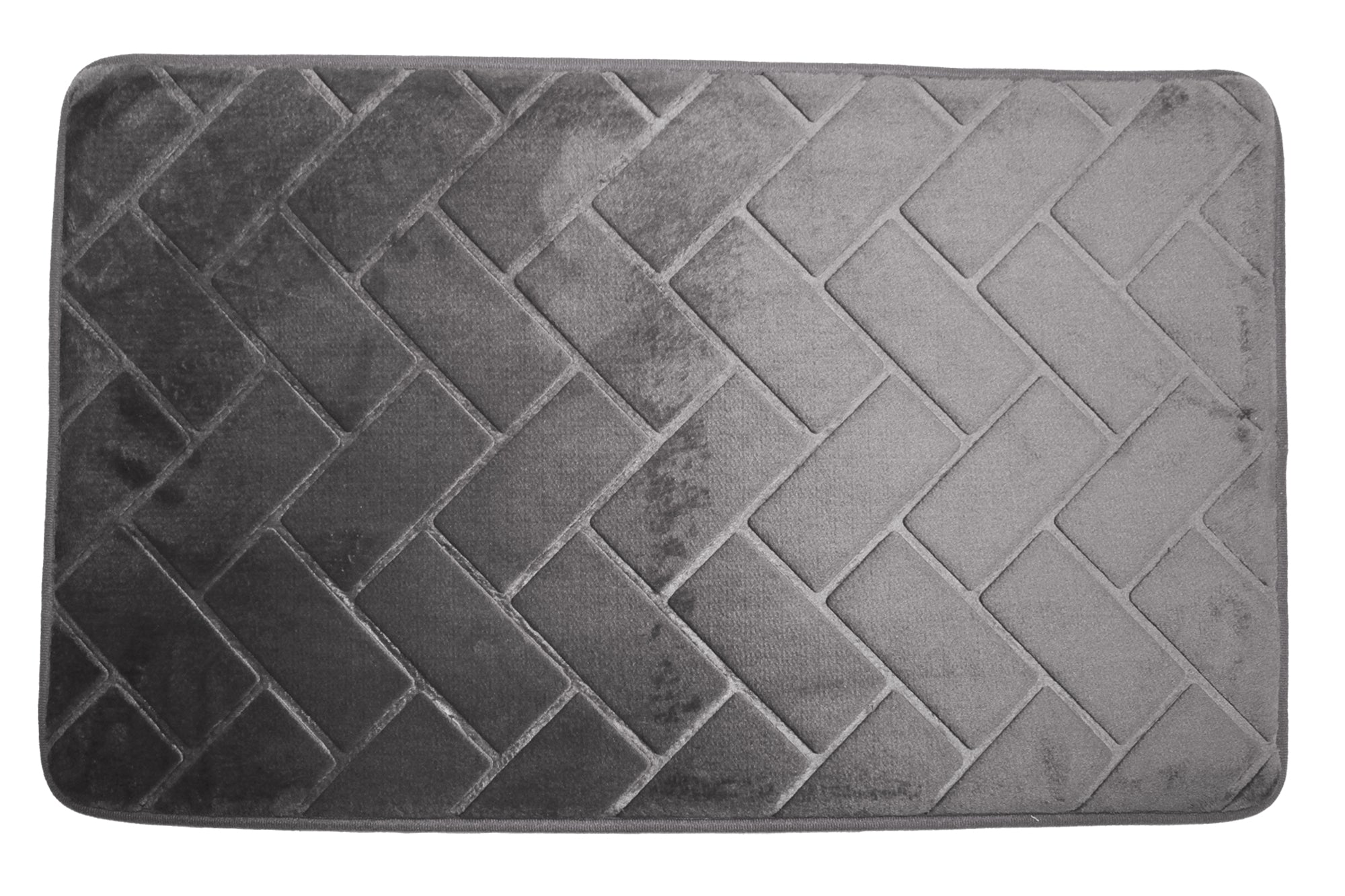 75x45cm Plush Herringbone Embossed Memory Foam Bathroom Mat