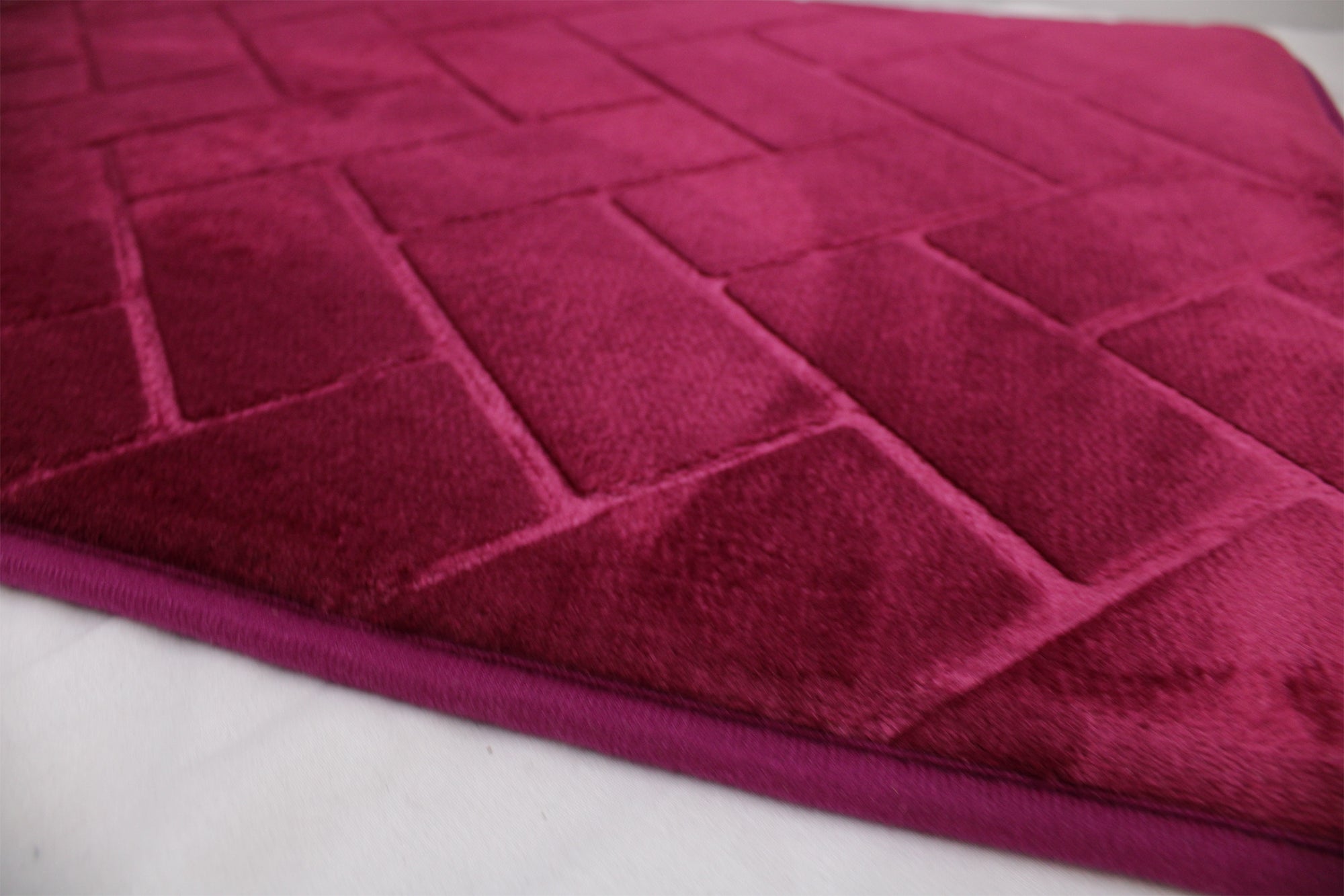 75x45cm Plush Herringbone Embossed Memory Foam Bathroom Mat