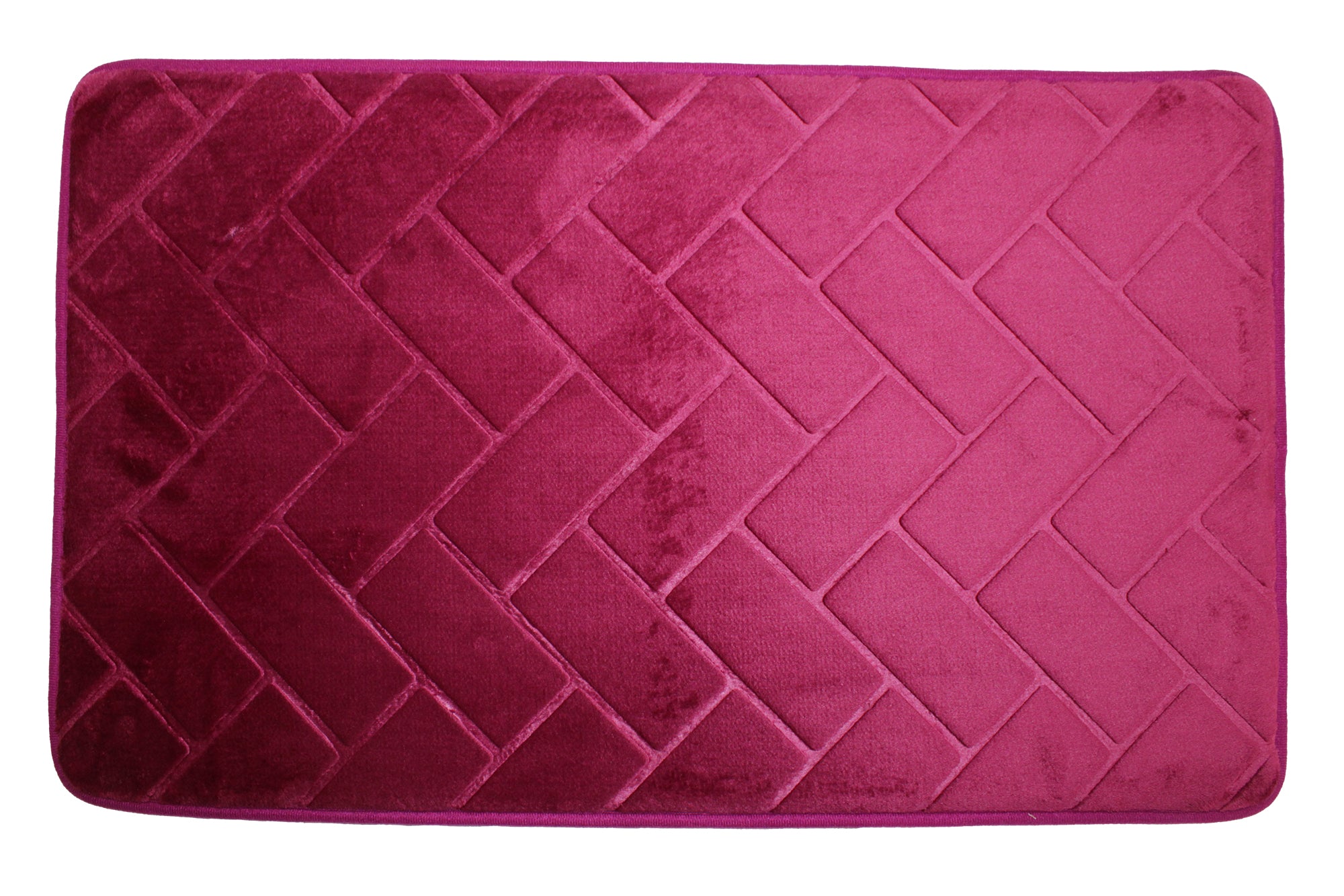 75x45cm Plush Herringbone Embossed Memory Foam Bathroom Mat