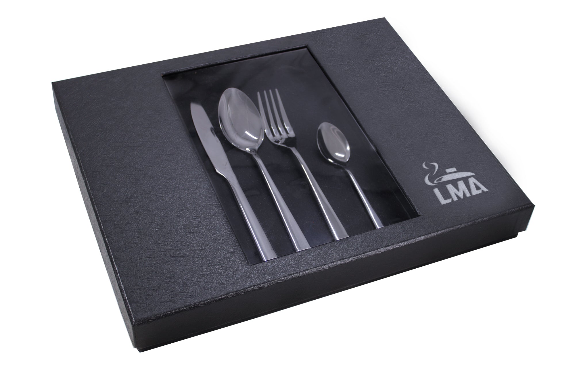 LMA 24 Piece Cutlery Set & Fiber Textured Noir Display Box