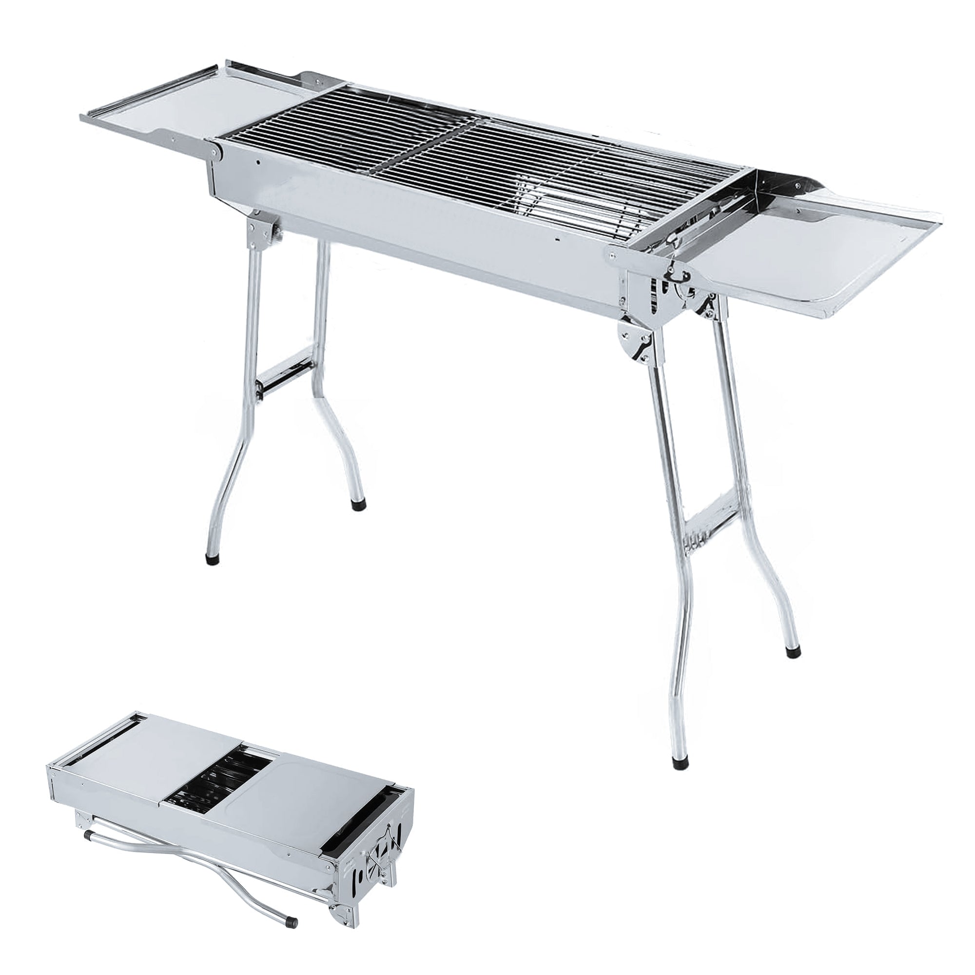 LMA 70x30x75cm Stainless Steel Folding Braai Stand with Seasoning Wings FX-1066