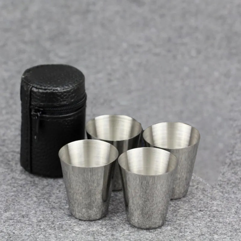 LMA 30ml Set of 8 S. Steel Camping Tumbler Set & Carry Pouches FX-8886-C