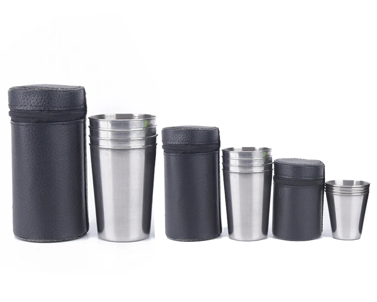LMA 4 Pack Stainless Steel Travel Cup Set with Carry Pouch FX-8886-C