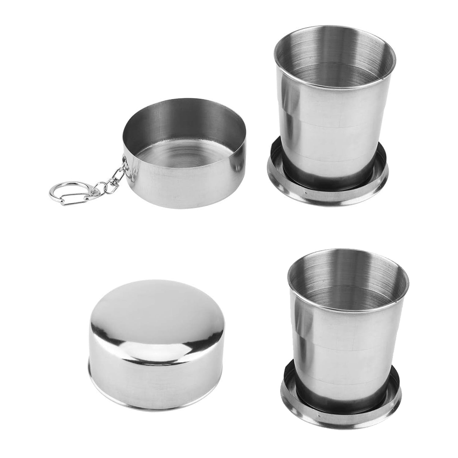 LMA 250ml Set of 2 Stainless Steel Telescopic Folding Cup & Lid - FX-8886-2