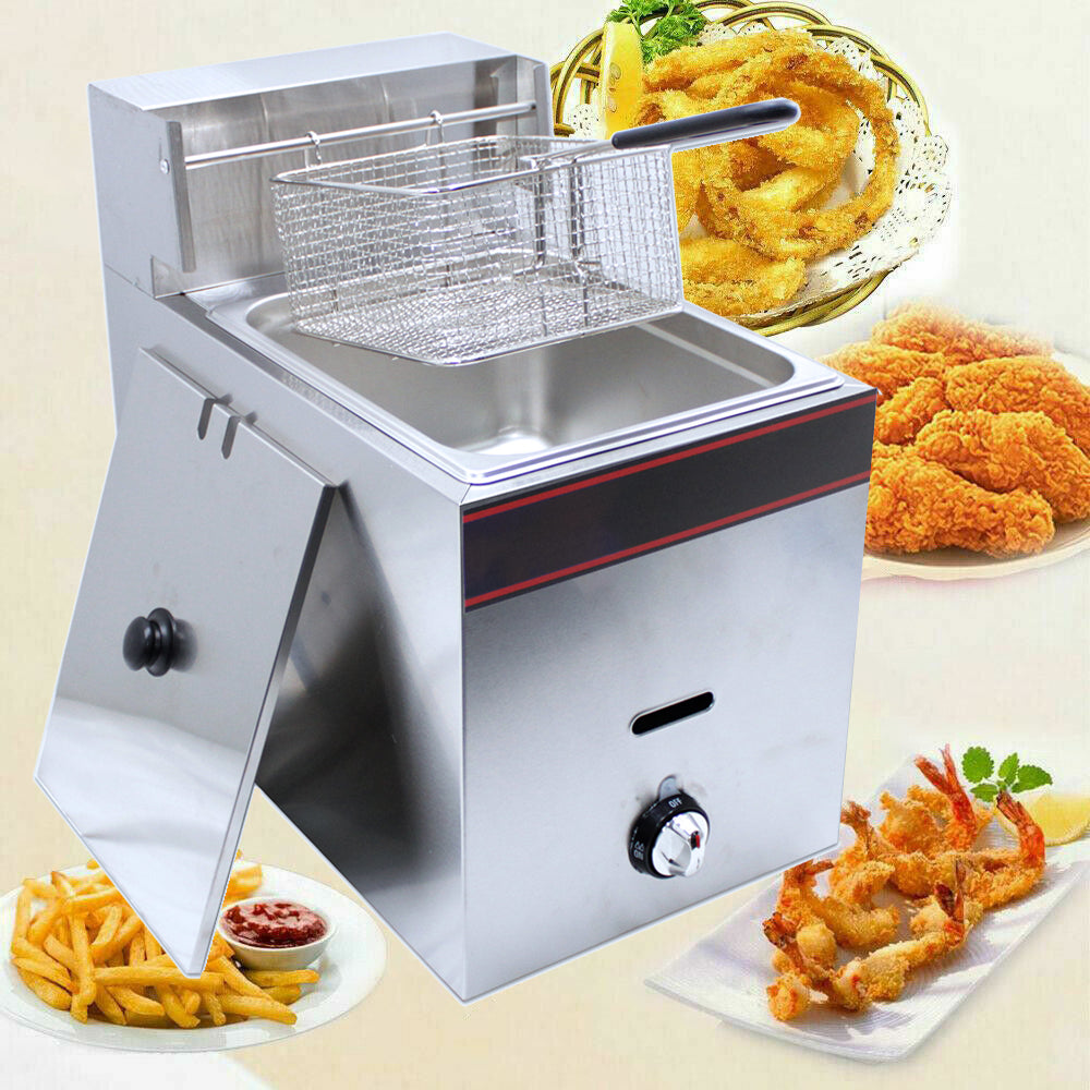6 Liter Stainless Steel Commercial Grade Single Tank Gas Fryer
