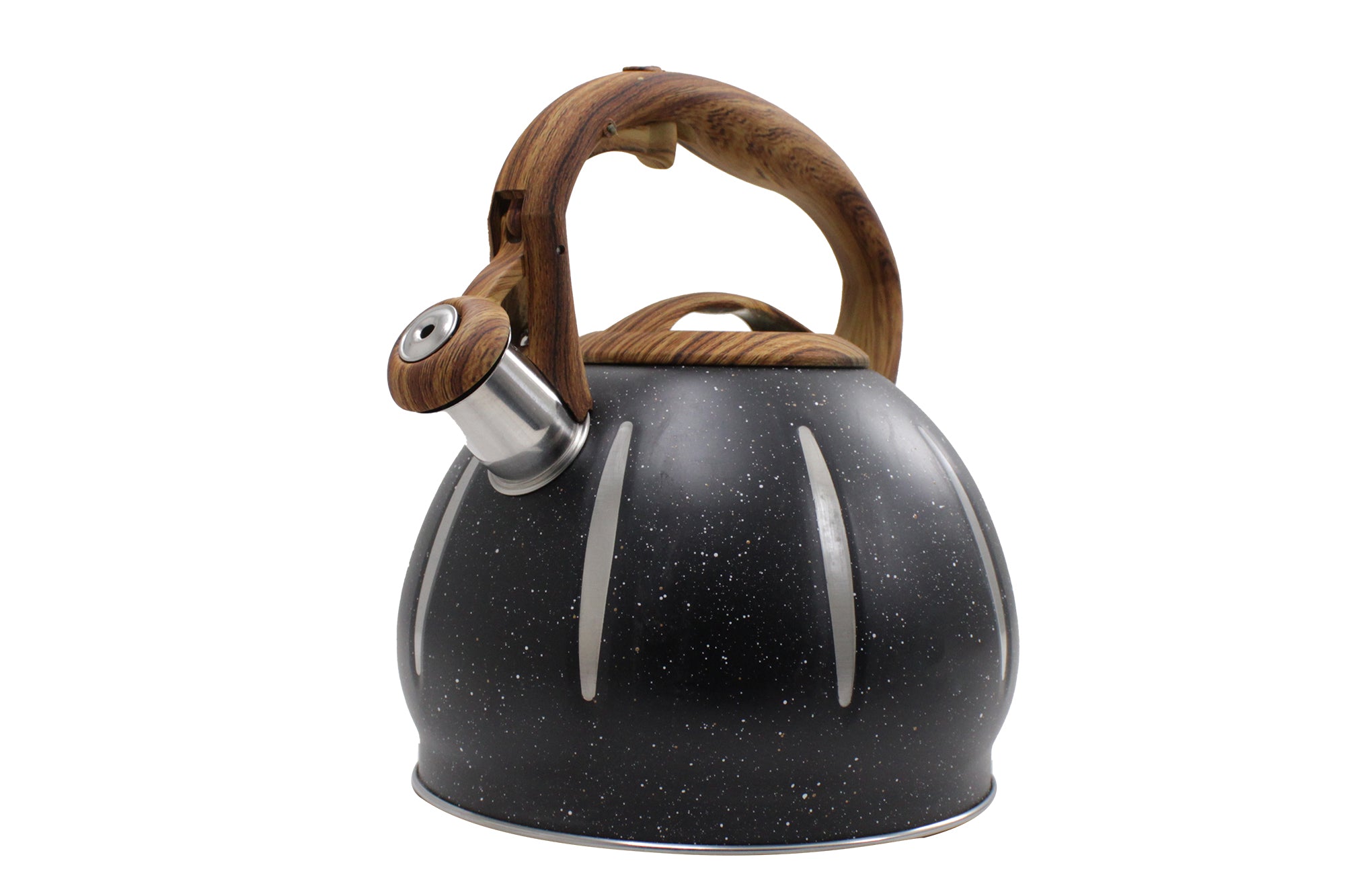 3 Liter Stove Top Whistling Kettle - Speckled & Stripes S. Steel Finish