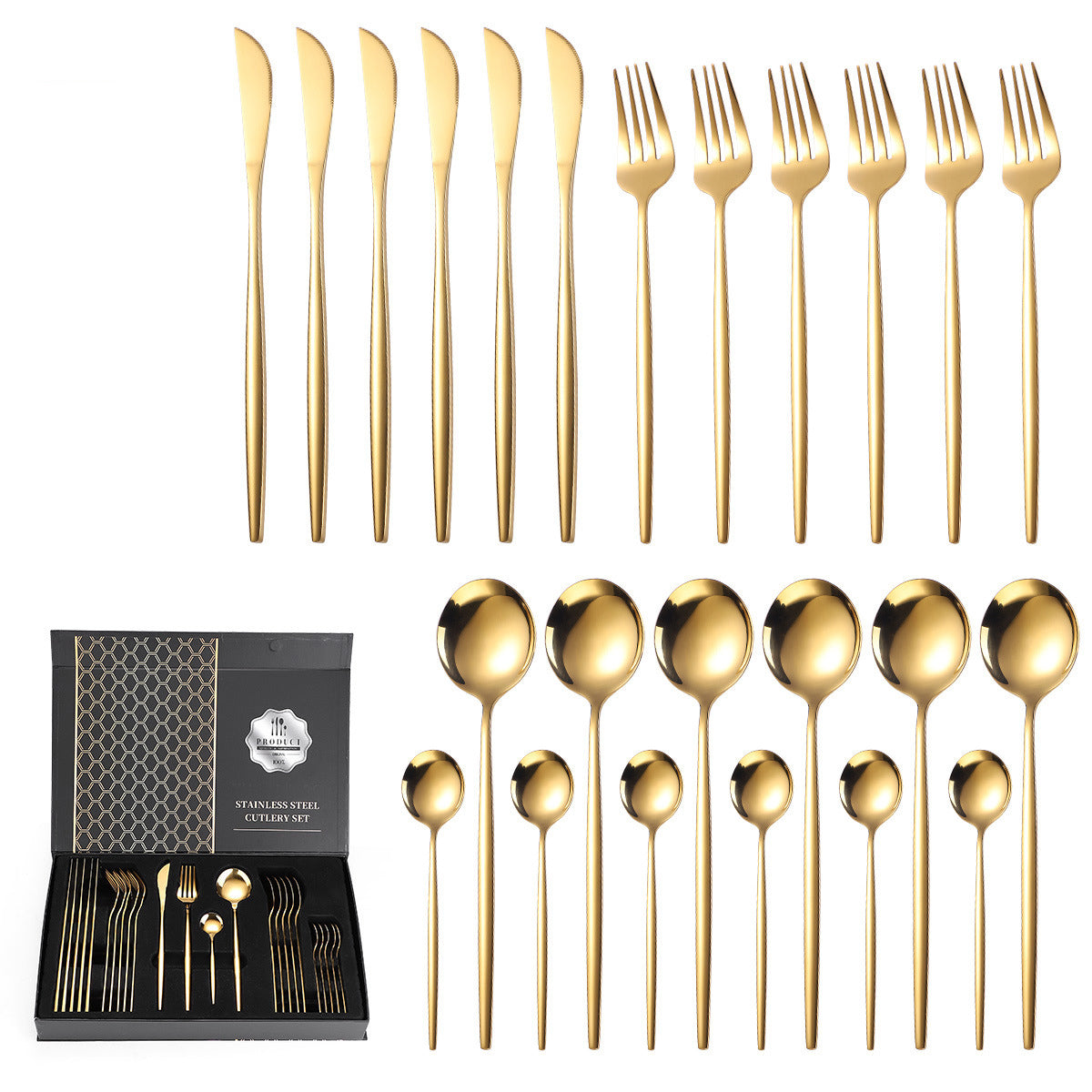 LMA 24 Piece Flatware Set in Elegant Noir Gift Box