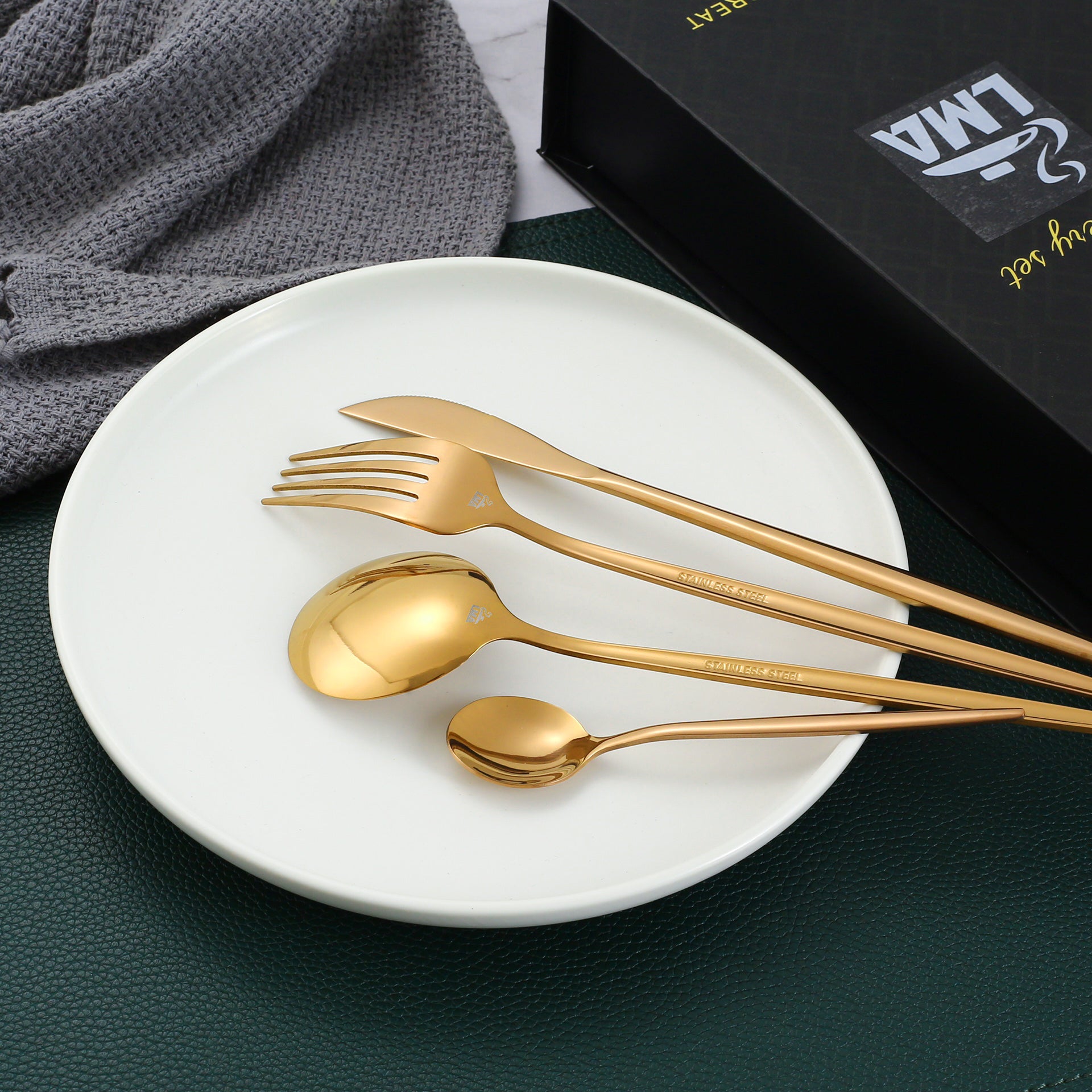 LMA 24 Piece Stainless Steel Black Box Series Flatware Set