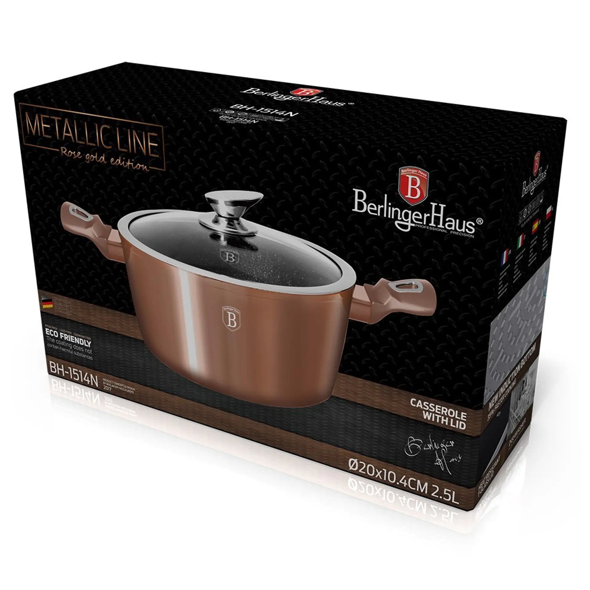 Berlinger Haus 20cm Granite Casserole Pot - Rose Gold Collection