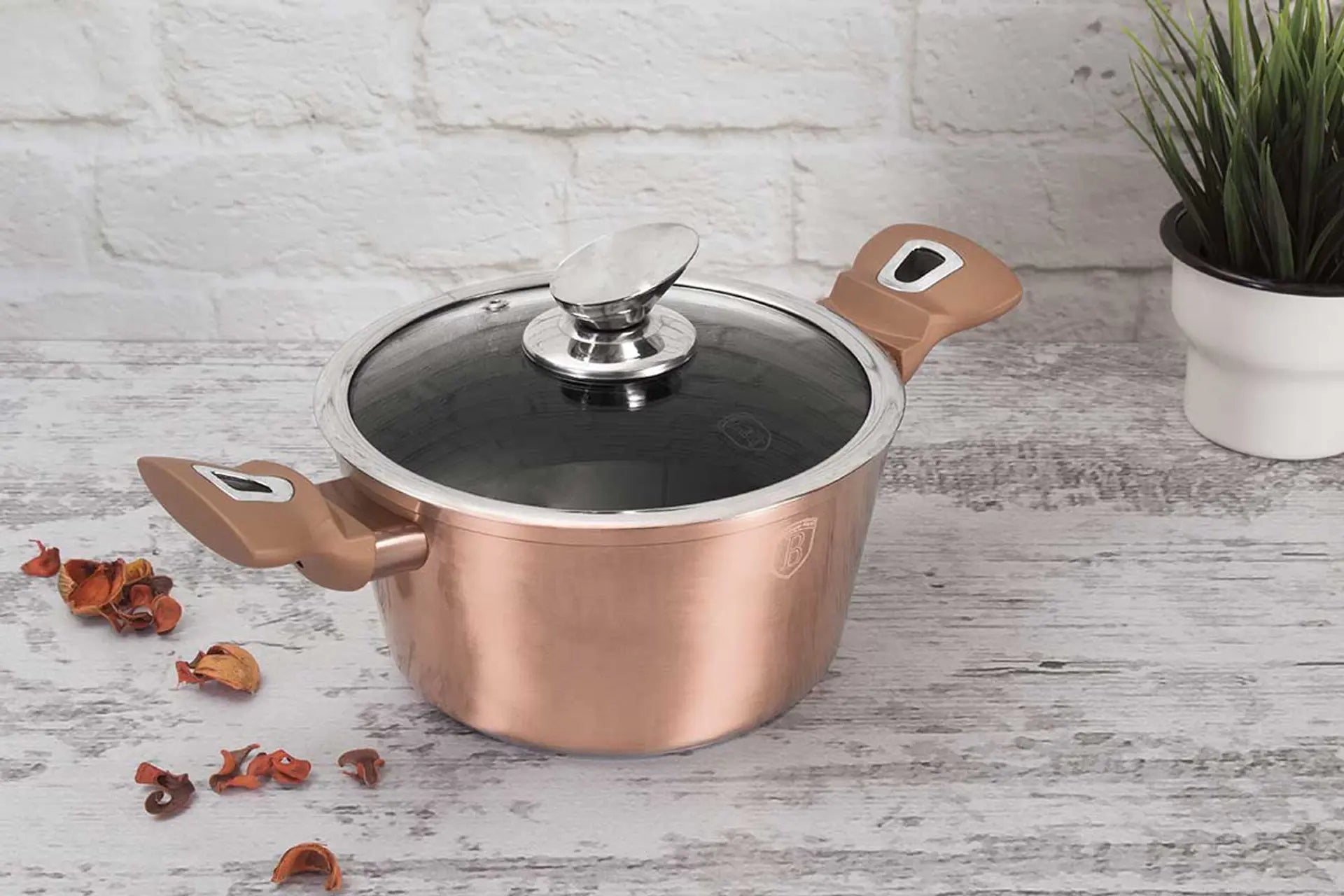 Berlinger Haus 20cm Granite Casserole Pot - Rose Gold Collection