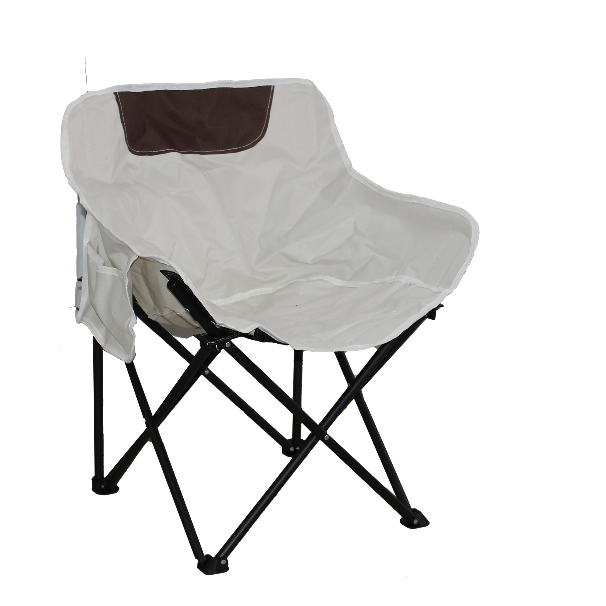 Half Moon Metal Frame Folding Camping Chair with Side & Back Pocket