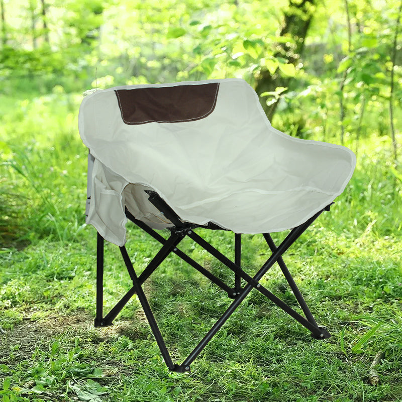 Half Moon Metal Frame Folding Camping Chair with Side & Back Pocket