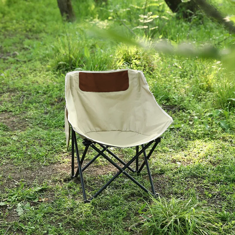 Half Moon Metal Frame Folding Camping Chair with Side & Back Pocket