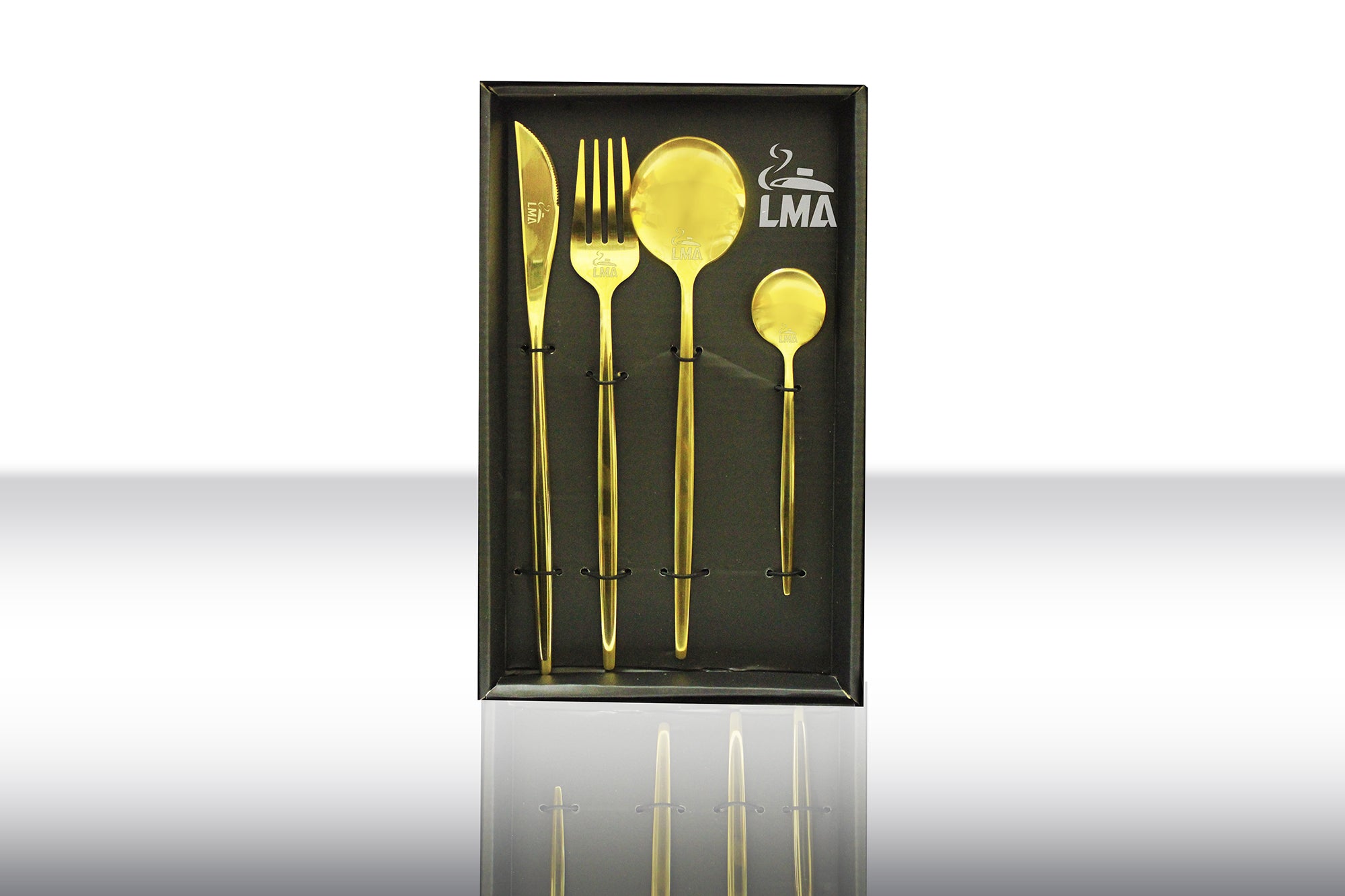 LMA Authentic 24 Piece Flatware Dinner Set - Black Box
