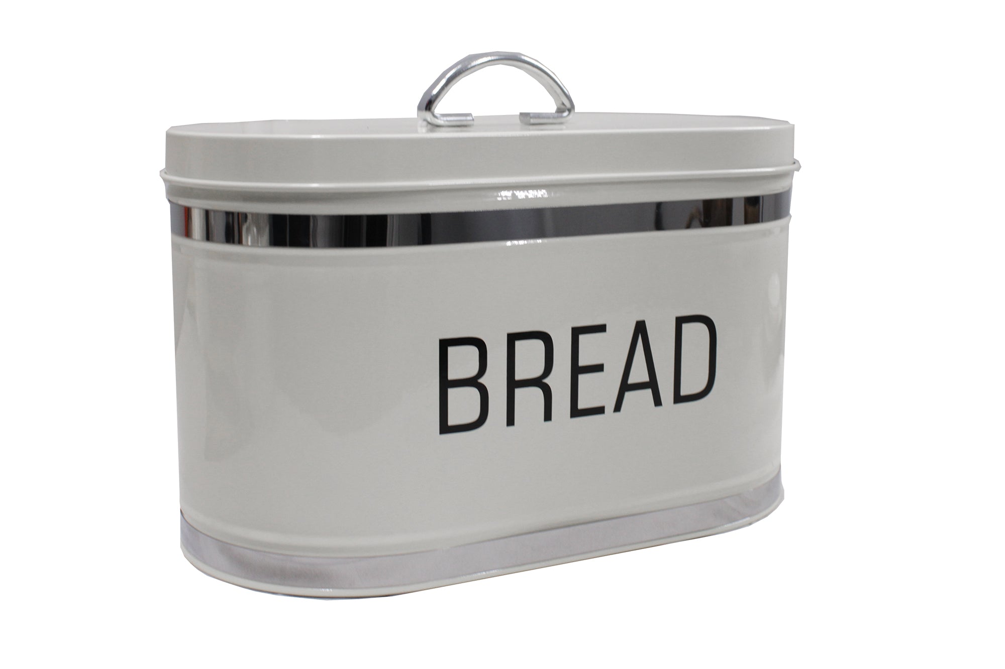 Oval 4 Piece Stainless Steel Bread Bin & Tea Coffee & Sugar Canister Set