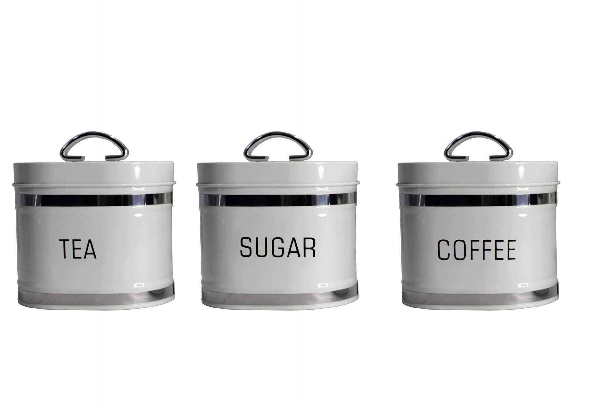 Oval 4 Piece Stainless Steel Bread Bin & Tea Coffee & Sugar Canister Set