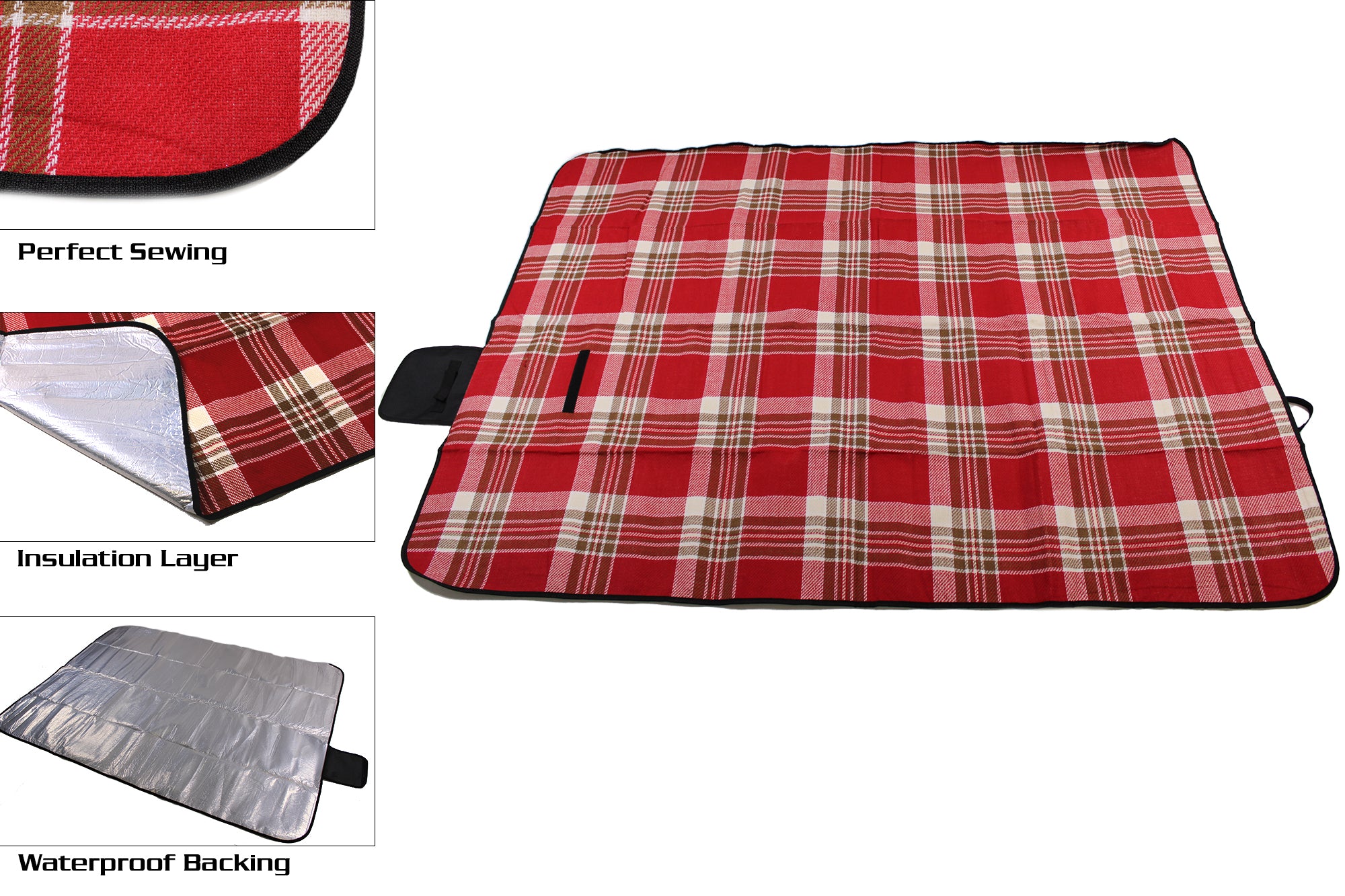 170x130cm Waterproof Aluminum Plaid Picnic Blanket & Camping Mat FX-8970