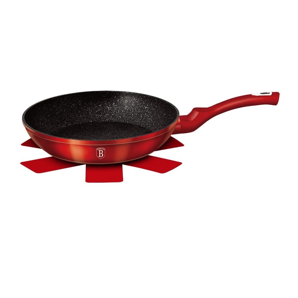 Berlinger Haus Frypan 24 cm + 1PC FREE PROTECTOR - Burgundy Metallic Line