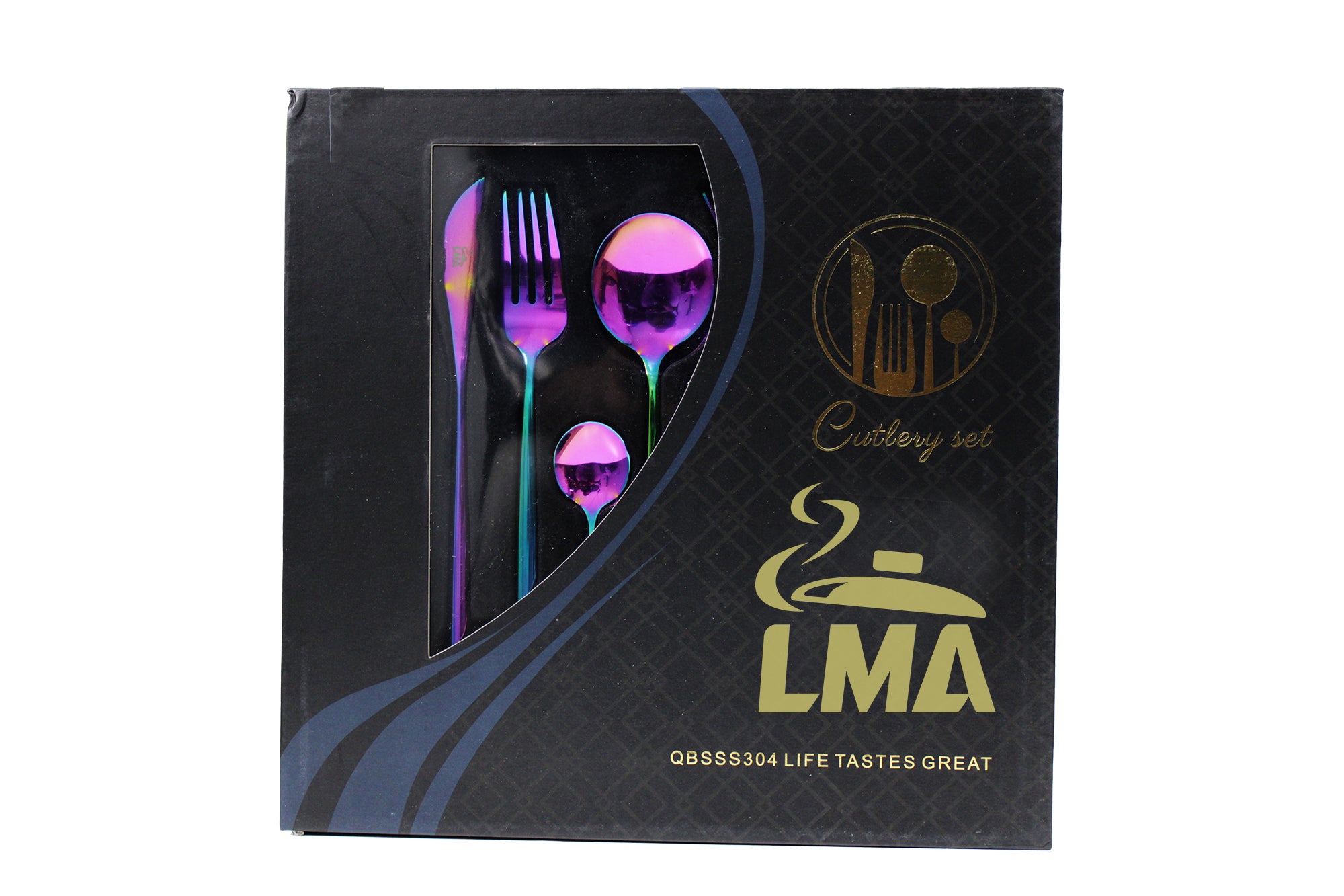 16 Piece LMA Stainless Steel Flatware Set & Noir Gift Box