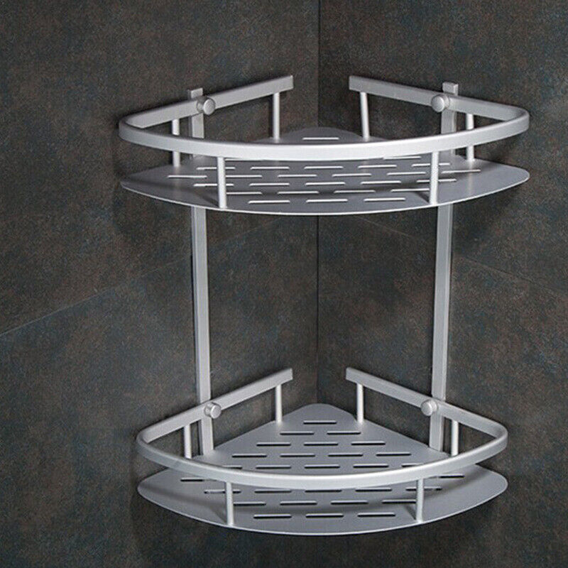 LMA Silver Wall-Mount Corner Shelf 2 Tier Shower Rack