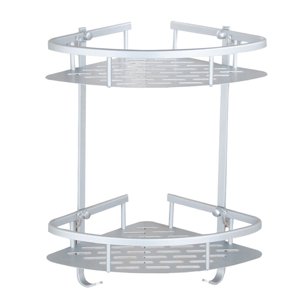 LMA Silver Wall-Mount Corner Shelf 2 Tier Shower Rack