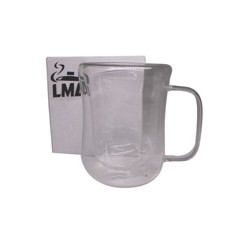 Double Wall Glass Tea Coffee & Cocktail Mug with Handle - 4 Pack