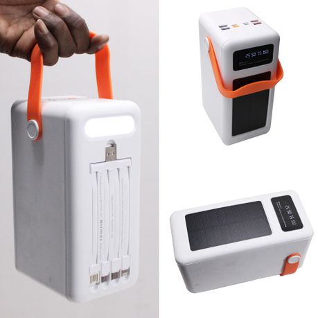 100000mAh 370Wh 7-Port Solar Power Bank with 4 Line USB Cable & Lantern