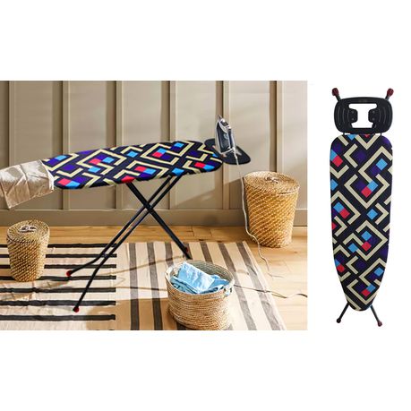 110x33cm Mesh Ironing Board with Safety Iron Rest - Geo Print