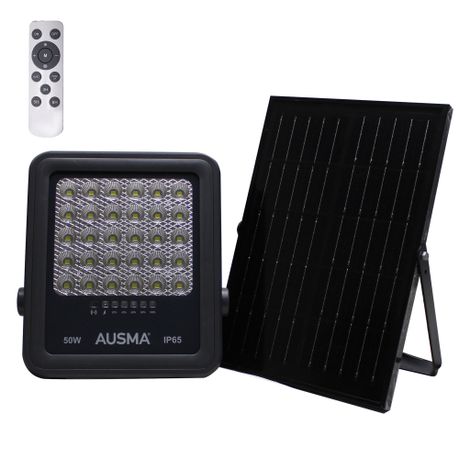 AUSMA 50 Watt LED Solar Flood Light With 10W Solar Panel & Remote Control