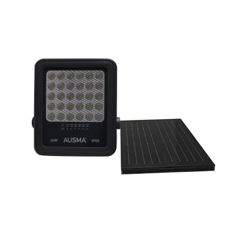AUSMA 50 Watt LED Solar Flood Light With 10W Solar Panel & Remote Control