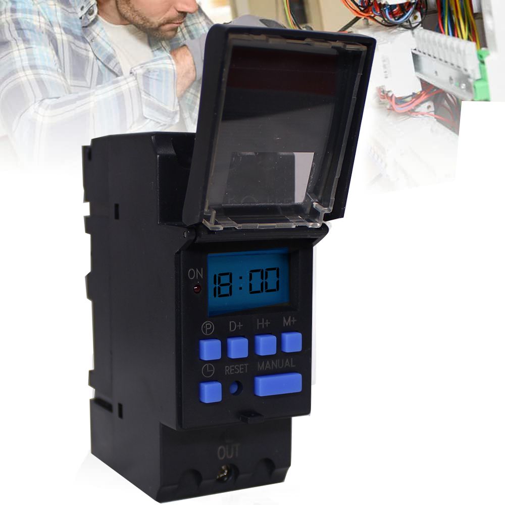DIN Rail Digital Display Programmable Geyser Timer - Inbuilt Power Reserve