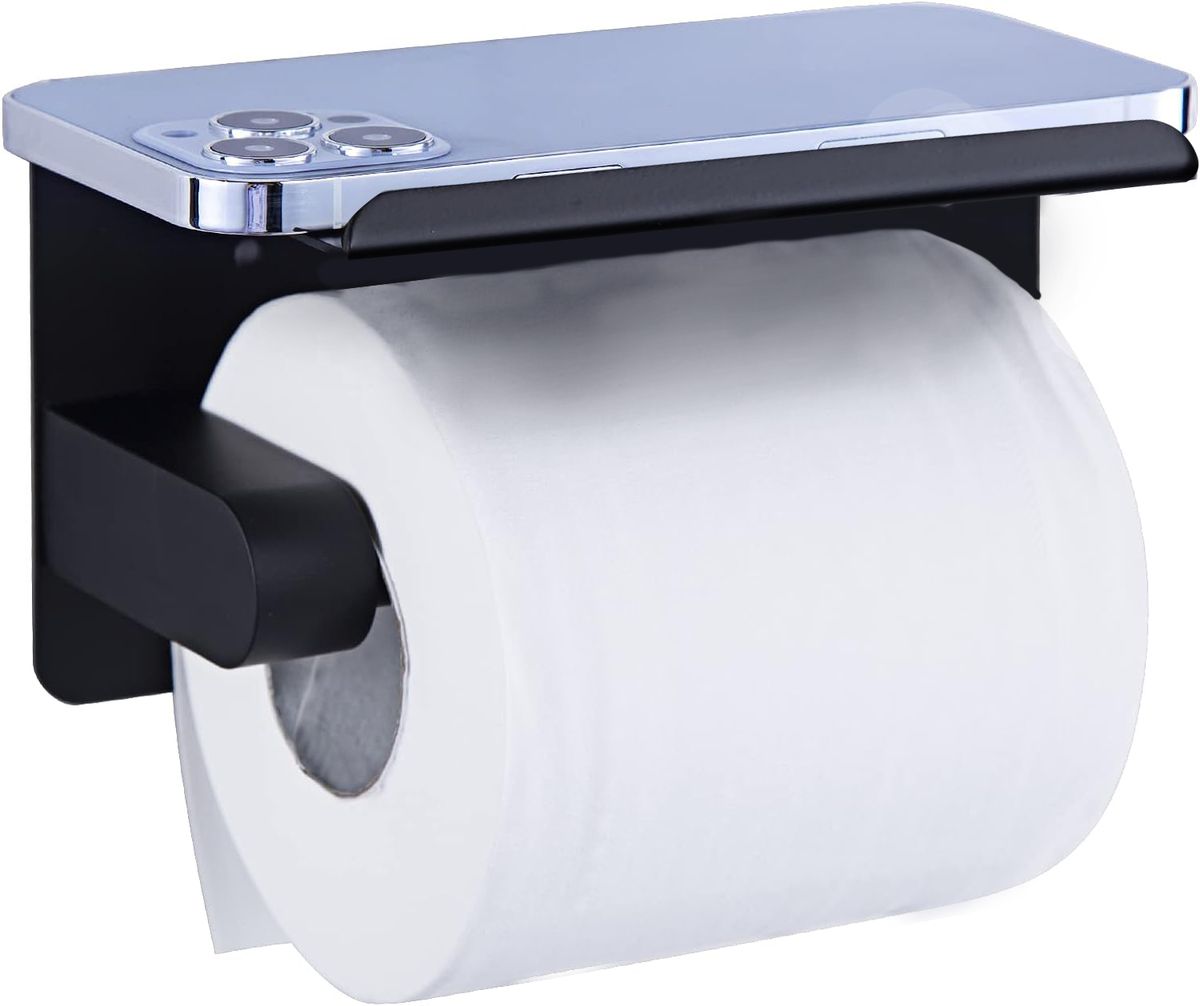 Stainless Steel 1 Roll Toilet Paper Holder with Cellphone Tray