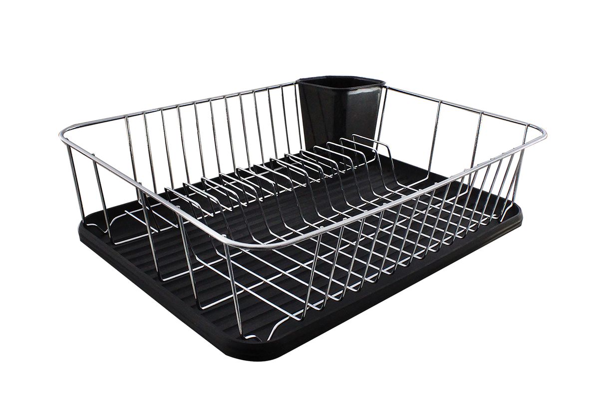 Stainless Steel Draining Dish Rack with Drip Tray and Cutlery Drainer