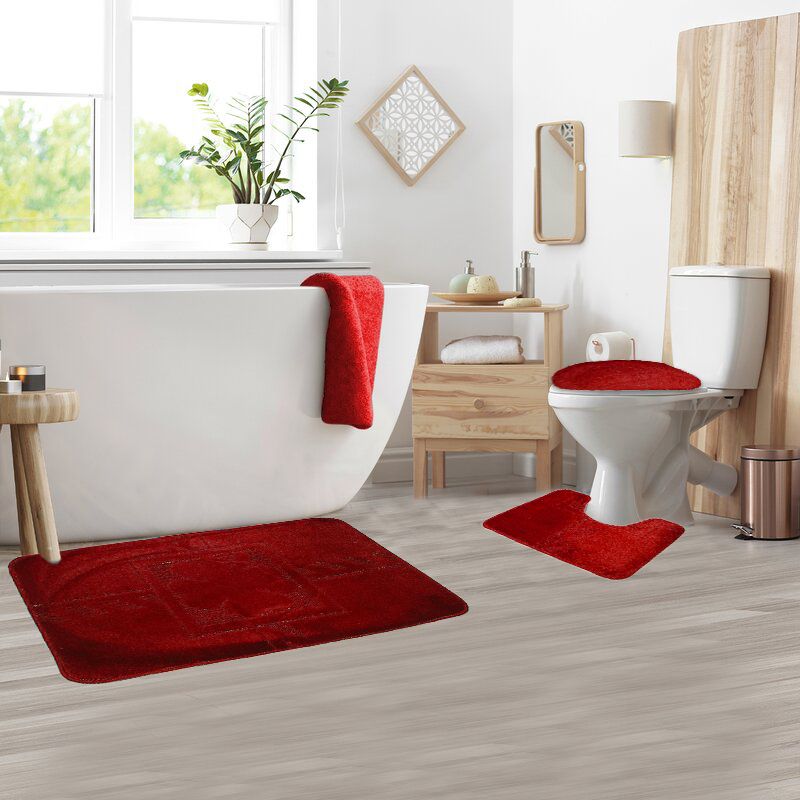 50x80cm 3 Piece Turkish Toilet Cover & Mat Set with PVC Non-Slip Backing