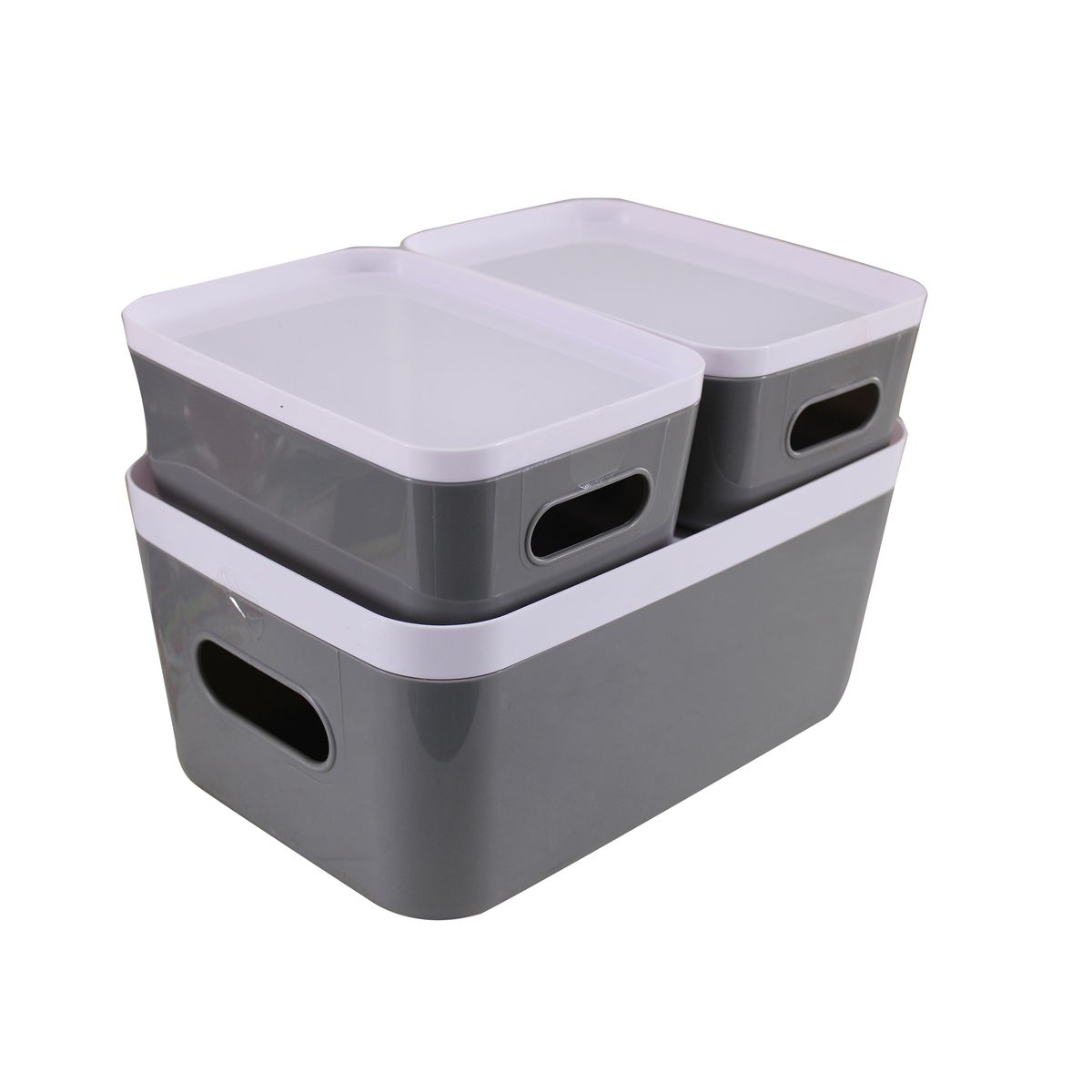 3 Piece Multifunction Bed Bath & Kitchen Stoarge Bins with Deep Dish Lids