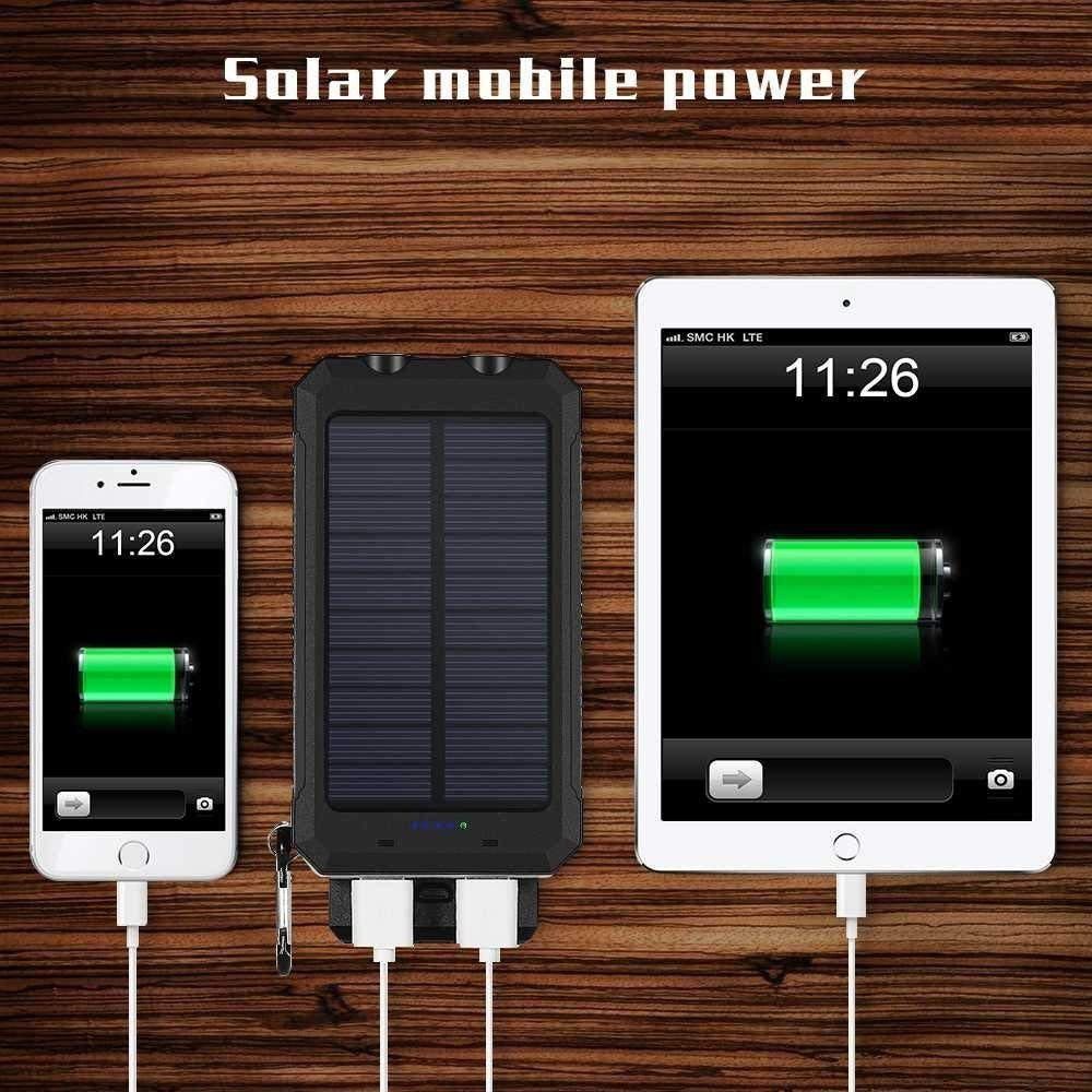 13000mAh Solar Powered Power Bank - Dual USB Output & Flashlight