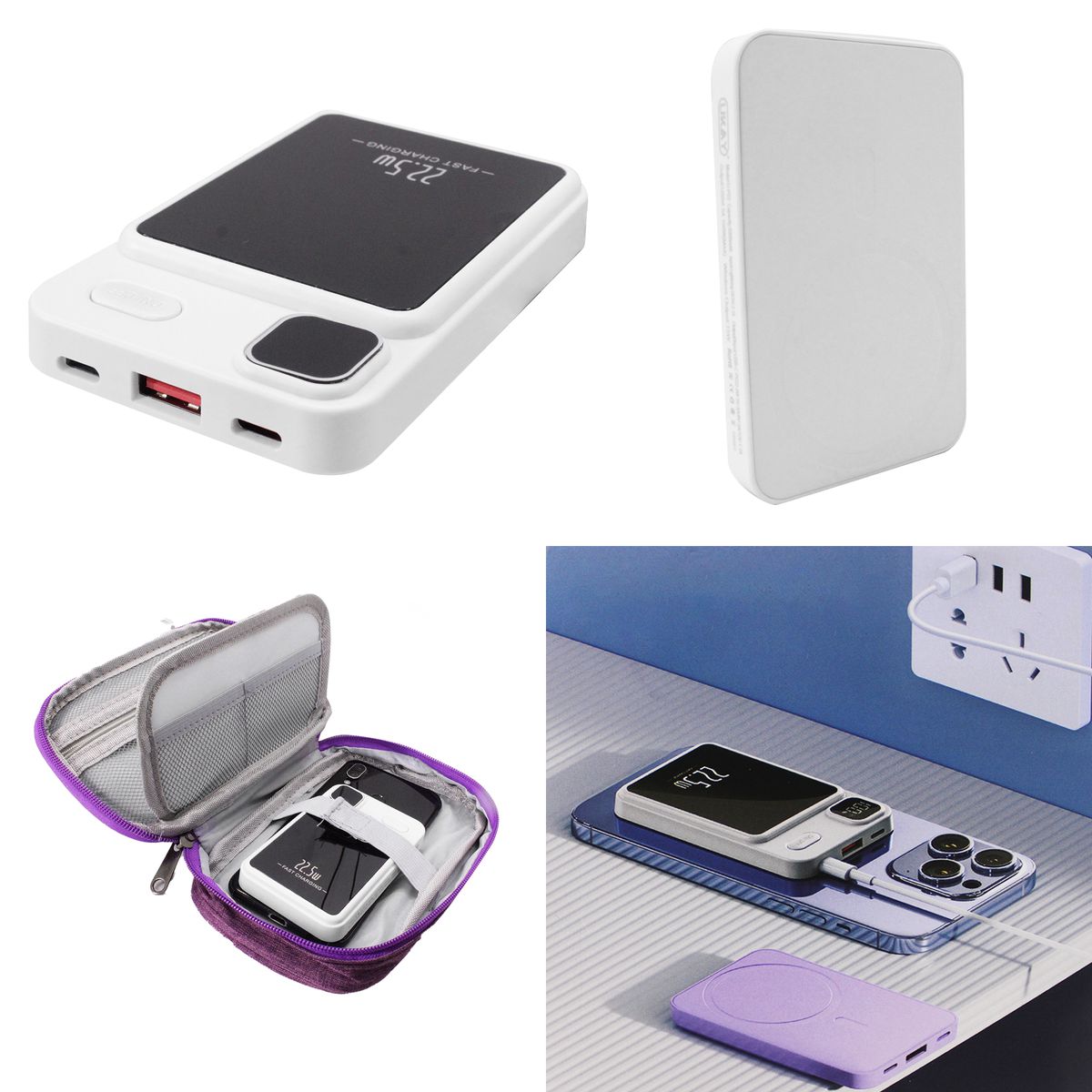 10000mAh 22.5W Magnetic Wireless Fast-Charge Power-Bank & Carry Pouch