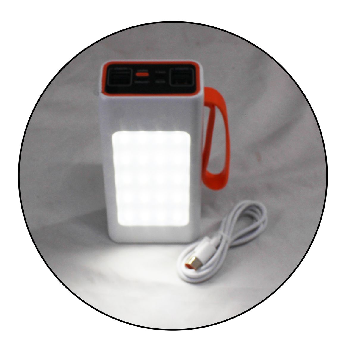30000mAh PD 20W Fast Charging 4 USB Port Power Bank & Camping Lantern