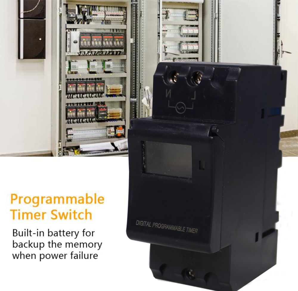 DIN Rail Digital Display Programmable Geyser Timer - Inbuilt Power Reserve