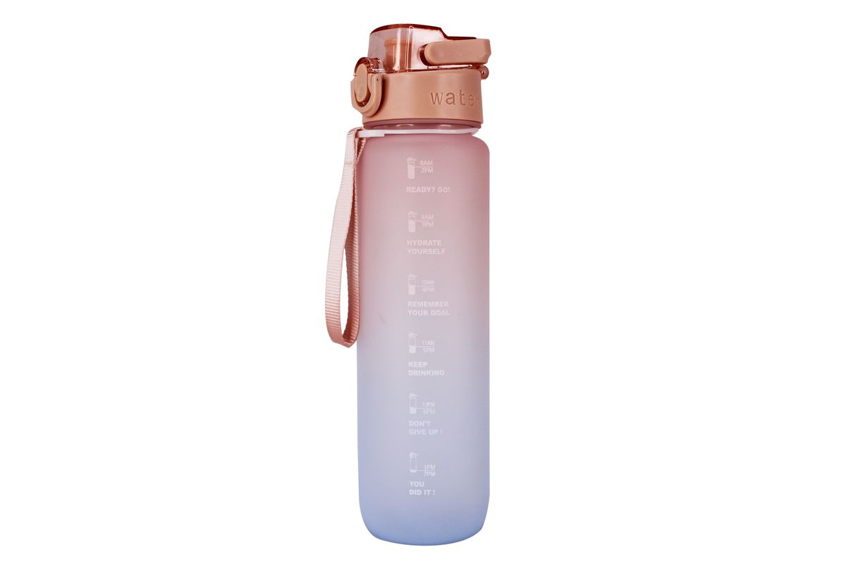 Motivational Pastel Water Bottle with Quotes and Time Markers - Green - 1 Litre