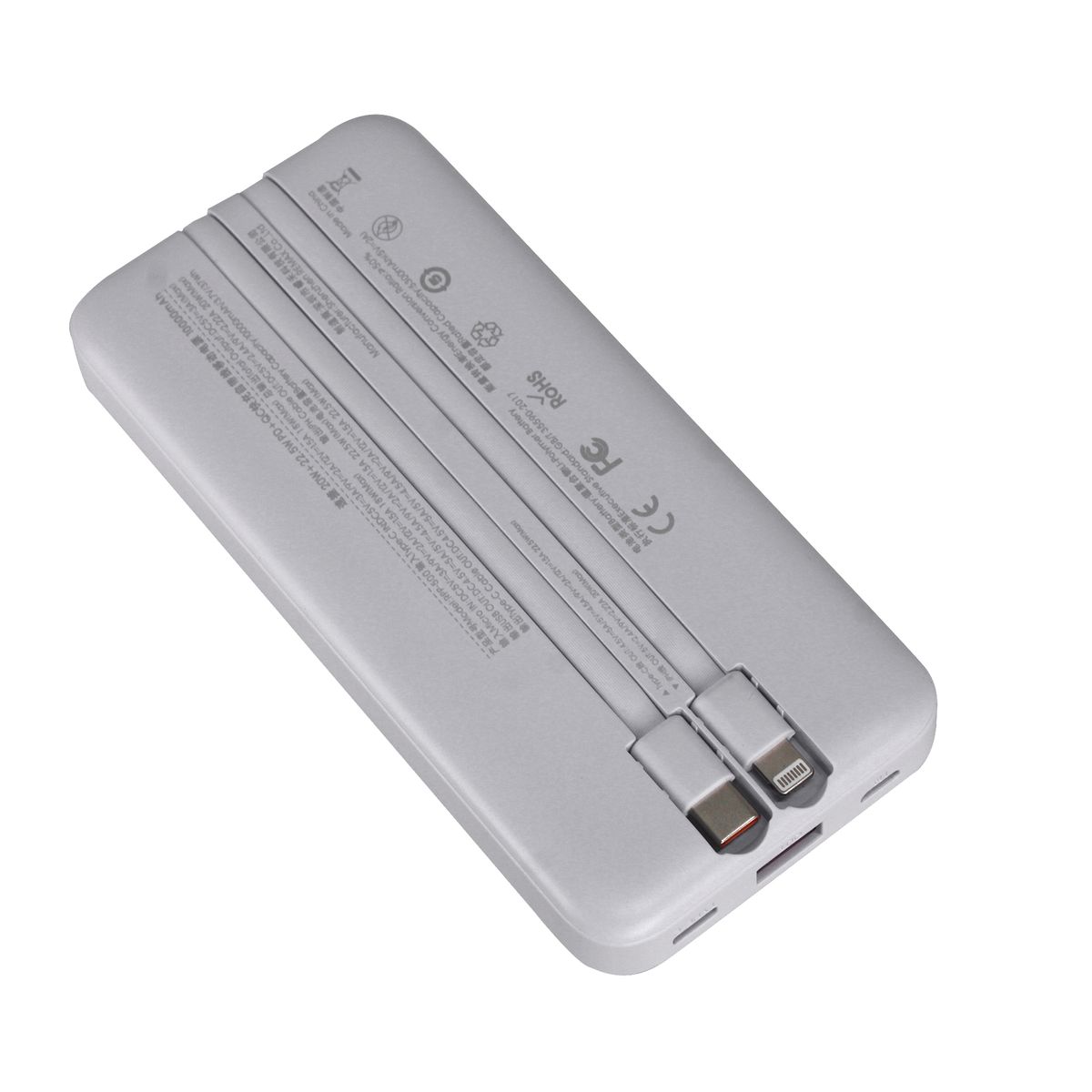 10000mAh Slim Fast Charger PD & QC 22.5W Cabled Power Bank with Carry Pouch
